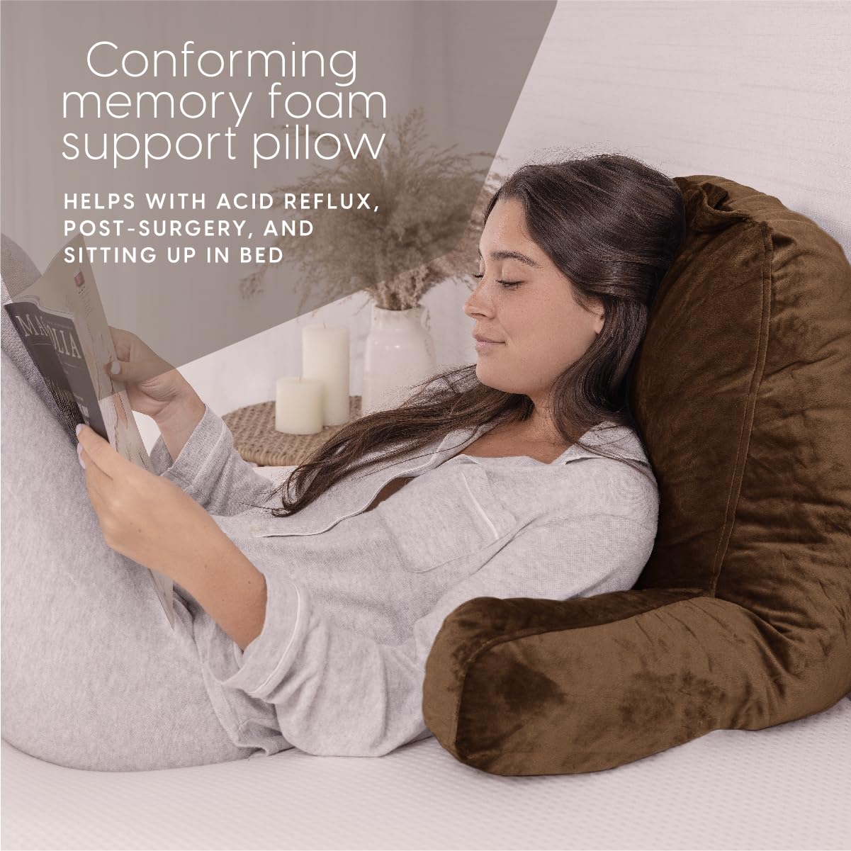 Large Backrest Pillow with Arms Memory Foam Milliard Brands Milliard Brands