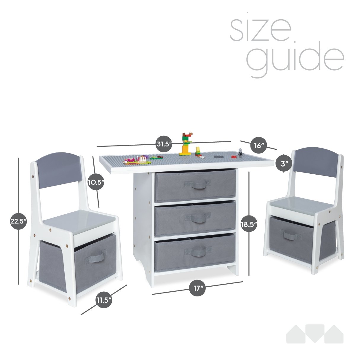 Milliard Bedding | Play Table with Storage Table Kids 3-in-1 Play
